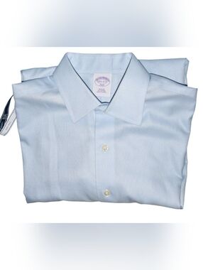 Brooks Brothers Pale Blue Cotton Dress Shirt Slim Fit Mens 15.5
